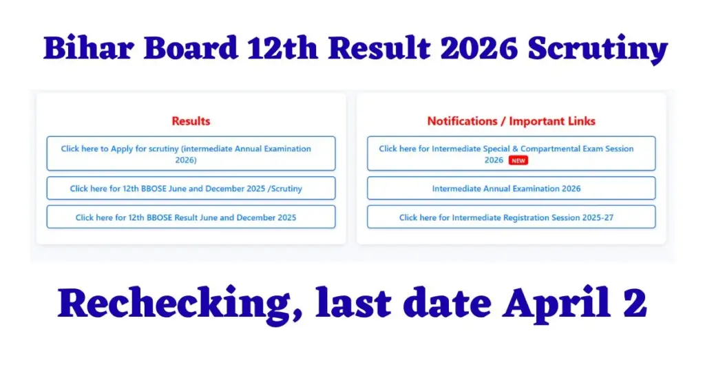 Bihar Board 12th Result 2026 Scrutiny