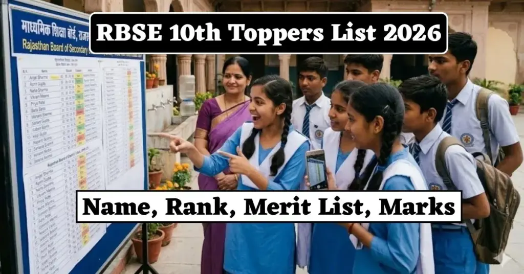 RBSE 10th Toppers List 2026 LIVE