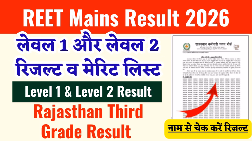 REET Mains Result 2026 Level 1 and Level 2