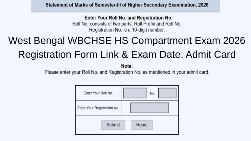 West Bengal WBCHSE HS Compartment Exam 2026